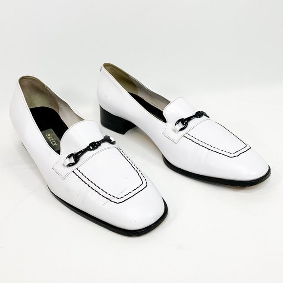 Bally Shoes - BALLY White Leather Loafers Chunky Heel